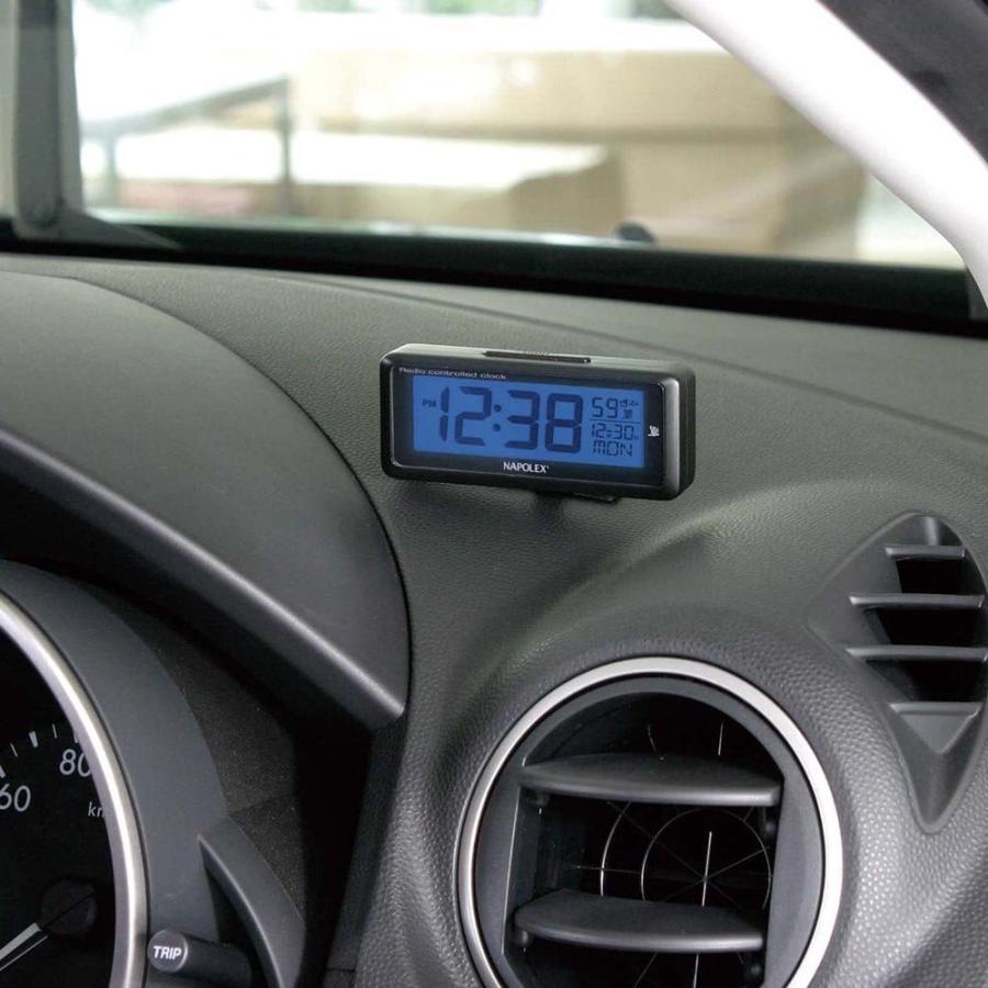 【アウトレット品】 電波時計 FIZZ-940 人気商品 日付表示 LEDバックライト付 取り付け簡単 車用 車載 日本全域対応 電池 | NAPOLEX | 02