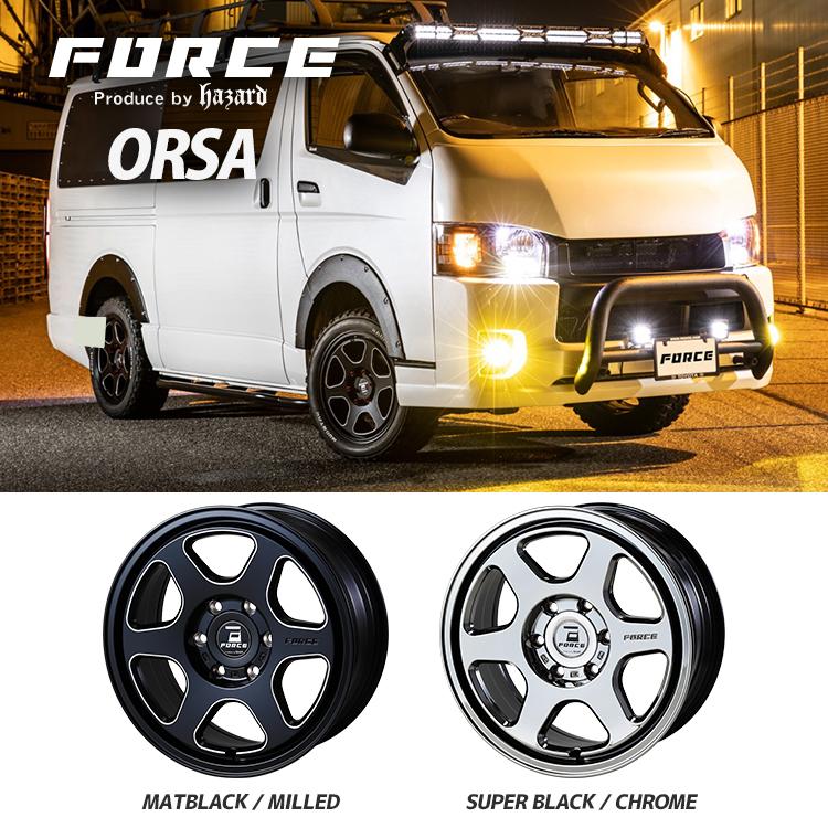 FORCE orsa 18in 18x7.5J 6/139.7 +35 SBC スーパーブラッククローム 新品銀輪1本必要経費 【代引っ張ること不可】
