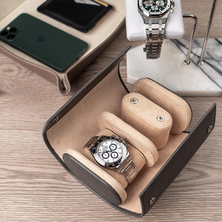 IFL Watches ウォッチロール 2本用 Saffiano Grey グレー 本革 IFL Watches ウォッチロール 2本用 Saffiano Grey グレー 本革