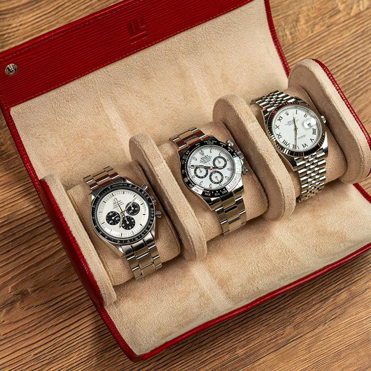 ギフト】 IFL Watches ウォッチロール 3本用 Amaryll レッド 本革 高級