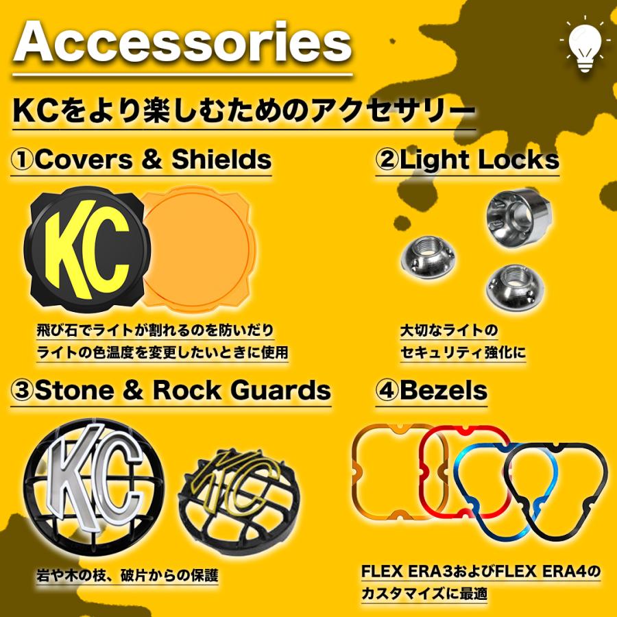 KC HiLiTES 6Pro6 GravityLight Cover - Black / Yellow KC Logo ライトカバー ロゴ ブラック × イエロー｜tireshop4u｜13