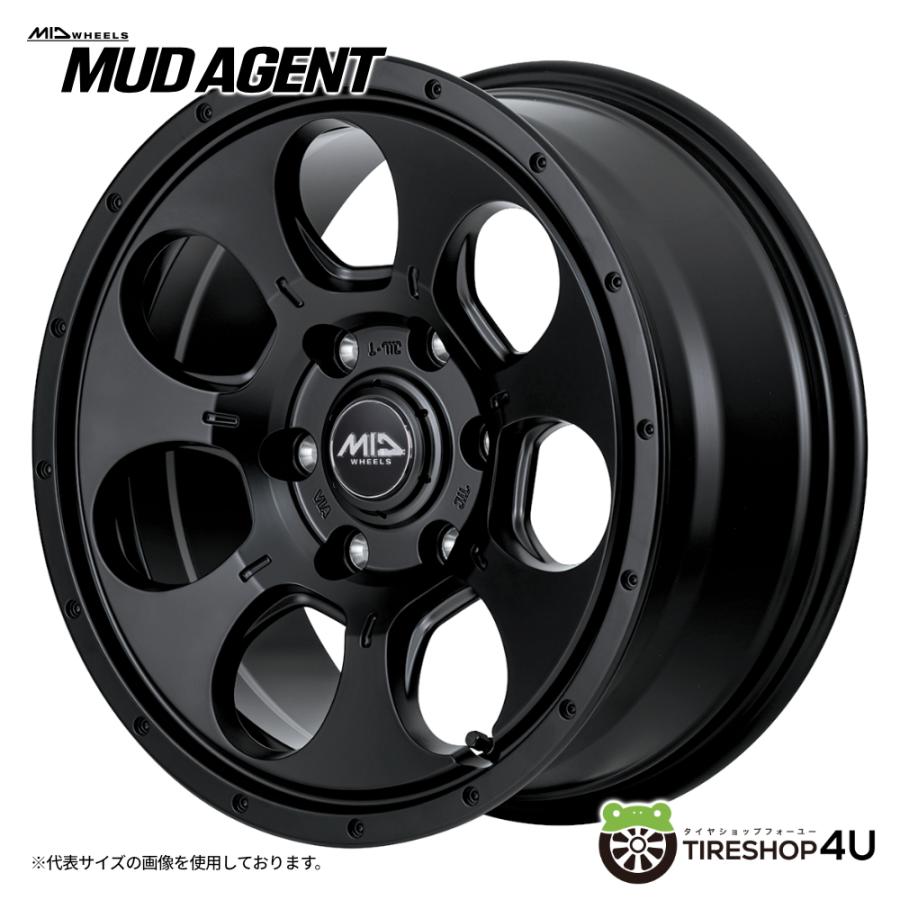 マルカサービス 4本購入で送料無料 MID WHEELS MUD AGENT 16x6.5J 6