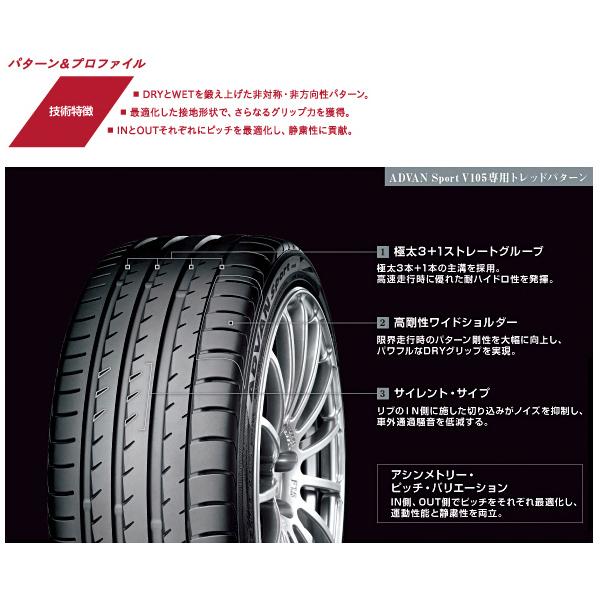 265/35R18 サマータイヤホイールセット スカイライン etc (YOKOHAMA ADVAN V105 & CROSSSPEED RS9 5穴 114.3)｜tireshop｜06