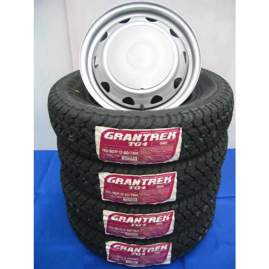 ☆S15+ダンロップ TG4　145/80R12　ゴツゴツセット☆軽バン・軽トラ GRANDTREK ゴツゴツ サマー タイヤ ダンロップ TG4 145/80R12 80/78