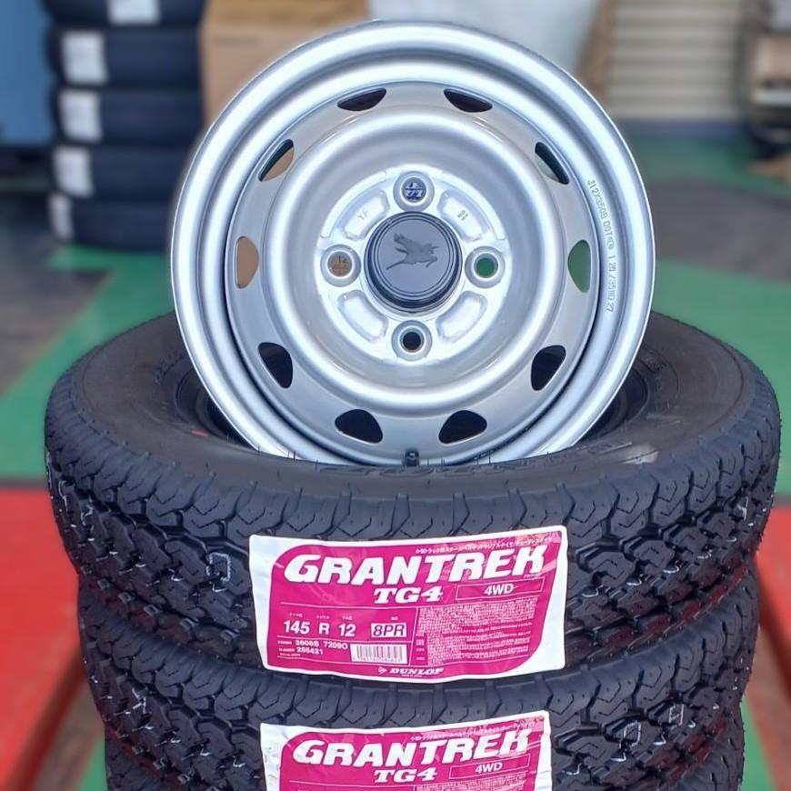 購入条件有 ① GRANTREK TG4 145R12 新品２本 軽トラ 軽バン GRANDTREK 軽トラ 軽バン用 ダンロップ ゴツゴツ タイヤ グラン