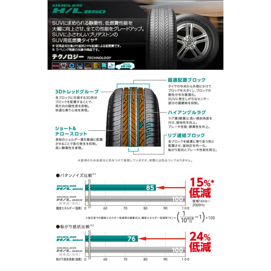 215/65R16 98H ブリヂストン DUELER H/L 850 Precious AST M4 サマータイヤホイール4本セット｜tireworldkan｜02