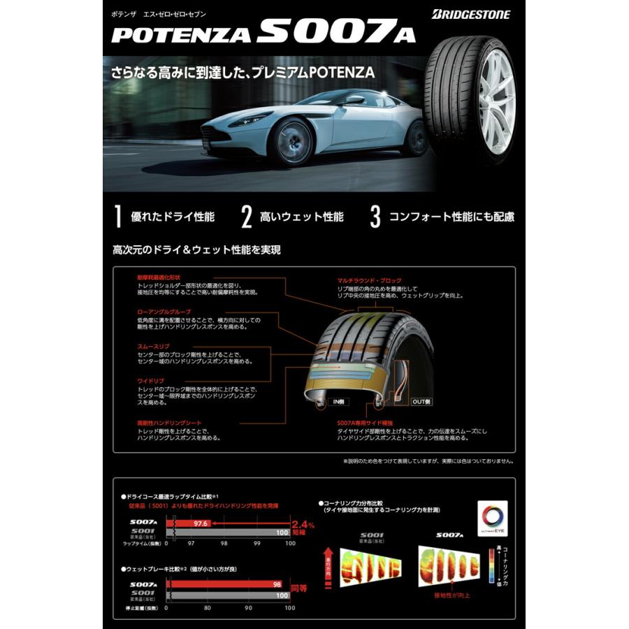 205/40R17 84Y XL ブリヂストン POTENZA S007A WEDS kranze Schritt 855EVO サマータイヤホイール4本セット｜tireworldkan｜02