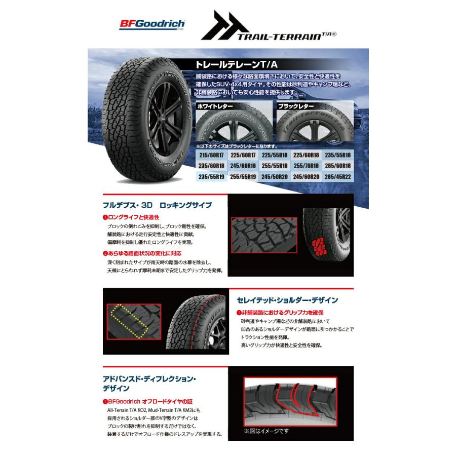 225/60R18 100H BFGoodrich TRAIL-TERRAIN T/A RMP-050F CUTGRAPHITE サマータイヤ ホイール4本セット｜tireworldkan｜02