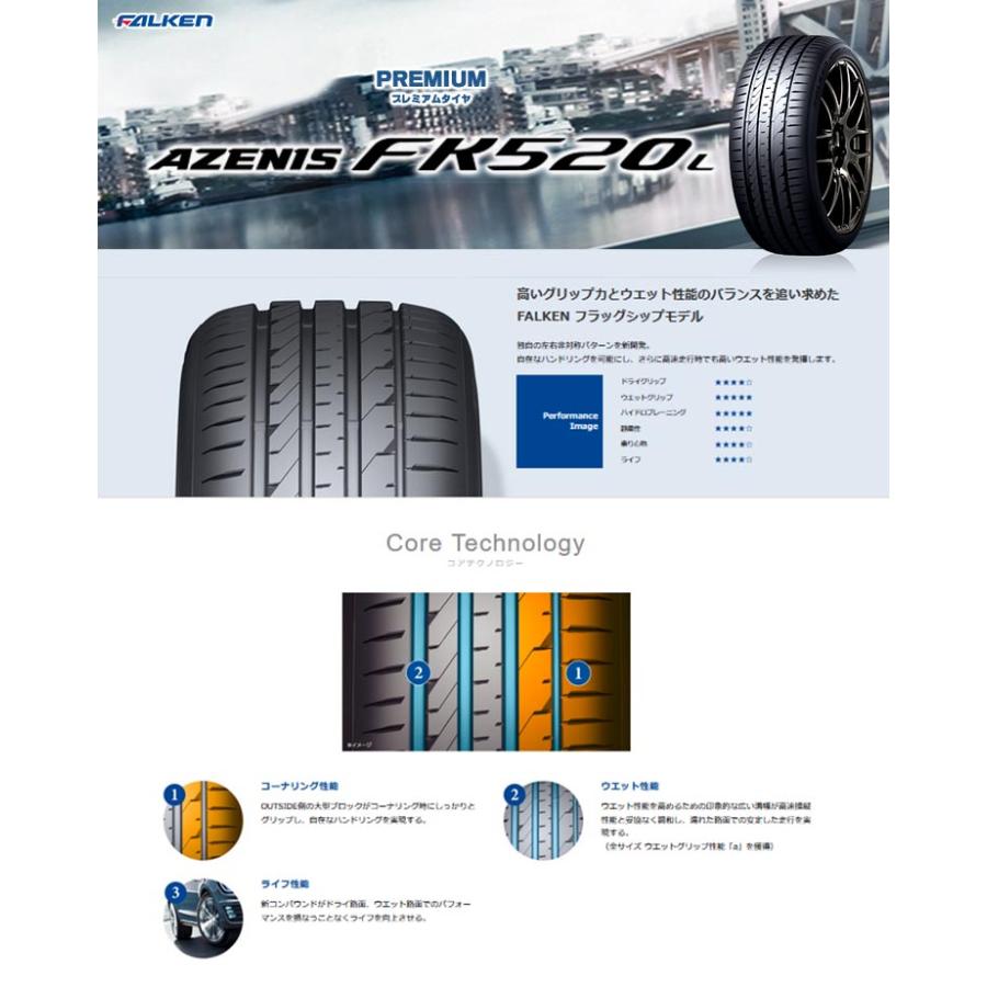 255/35R20 97Y XL ファルケン AZENIS FK520L 夏 サマータイヤ 単品 1本価格｜tireworldkan｜02