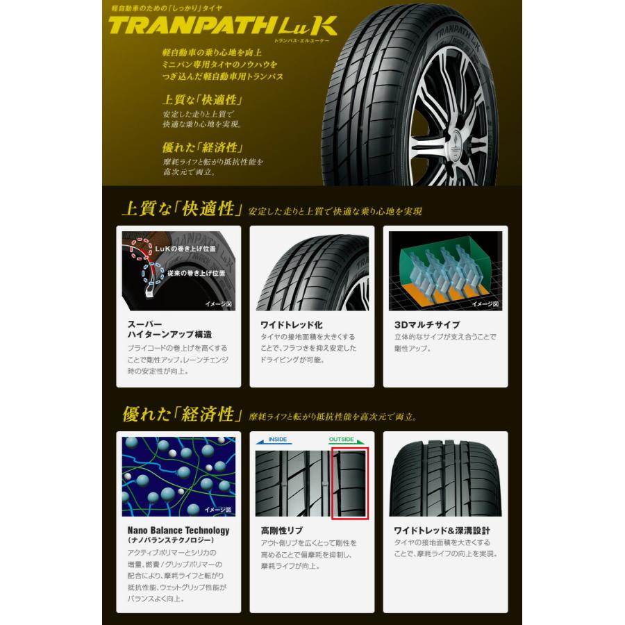 165/50R16 75V TOYO TIRES TRANPATH LuK gramLIGHTS 57C6 SPEC D サマータイヤ ホイール4本セット｜tireworldkan｜02