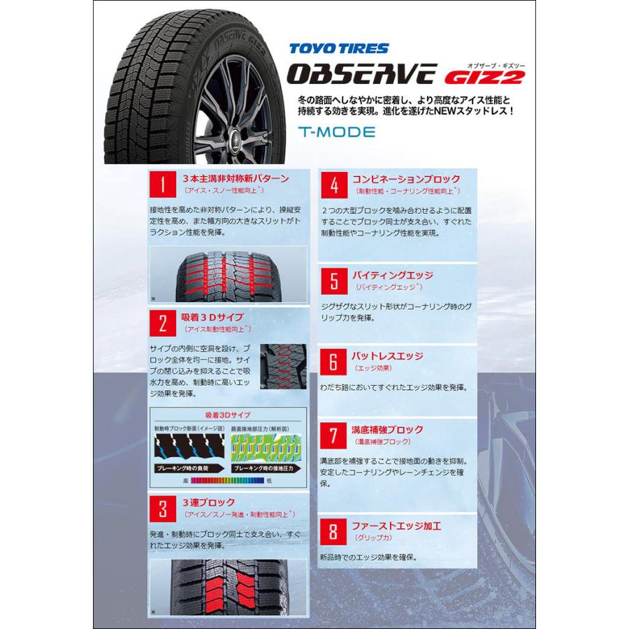 155/65R14 75Q トーヨータイヤ オブザーブ ガリット ギズ2 V-EMOTION TS6 スタッドレスタイヤホイール4本セット｜tireworldkan｜02