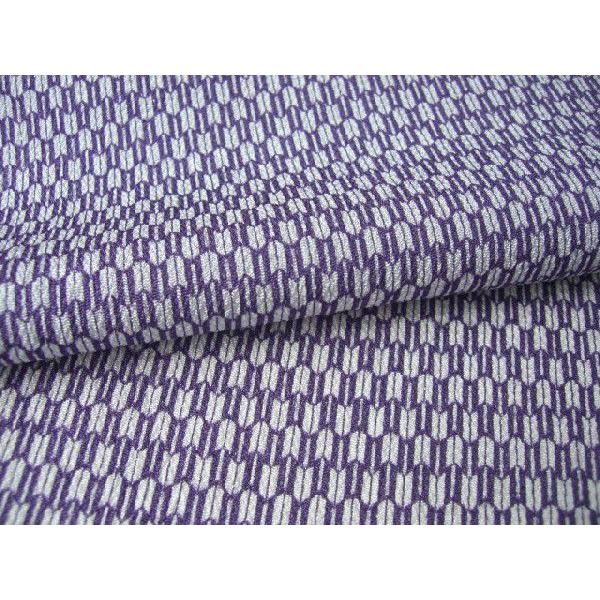 正絹ちりめん生地　10ｃｍ単位　単色柄　矢羽根　小　紫　古布のようなの絹生地　幅31cm