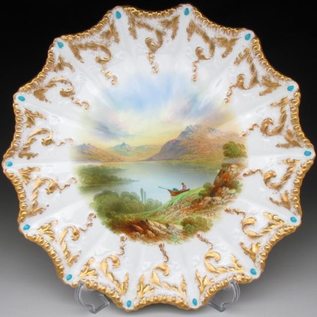 エインズレイ 金彩ジュール自然風景絵 プレート 22cm アンティーク 