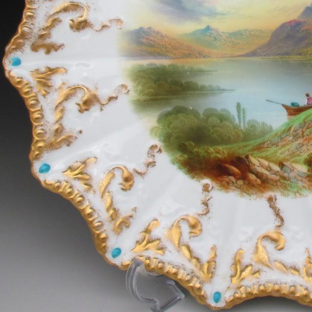 エインズレイ 金彩ジュール自然風景絵 プレート 22cm アンティーク 