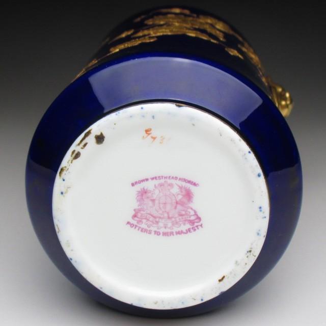 ブラウン―ウエストヘッド，ムーア＆Co 藍地朝顔絵 花瓶 22cm 