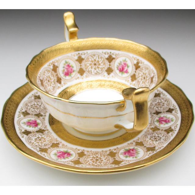 コウルドン 金彩薔薇絵 ダブルハンドル カップ＆ソーサー アンティーク