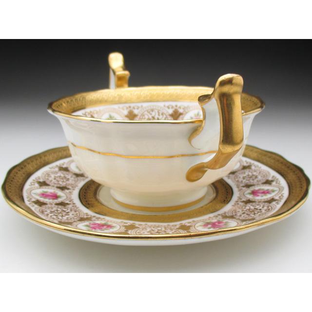 コウルドン 金彩薔薇絵 ダブルハンドル カップ＆ソーサー アンティーク