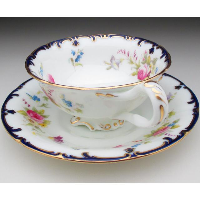 【コウルドン 】英国アンティーク 金彩 手描き 花絵 平皿　デザート皿　2枚 コウルドン 】英国アンティーク 金彩 手描き 花絵 平皿 デザート皿 2枚