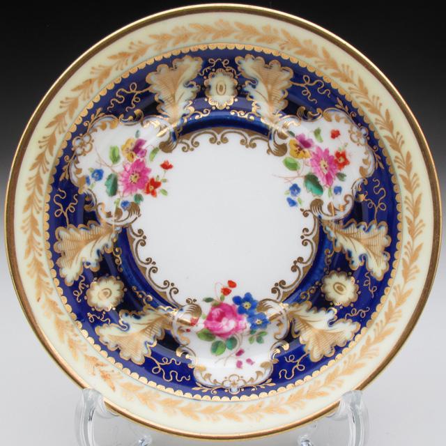 コウルドン 藍地金彩花絵 カップ&ソーサー アンティーク 1920年 コウルドン 藍地金彩花絵 カップ&ソーサー アンティーク 1920年