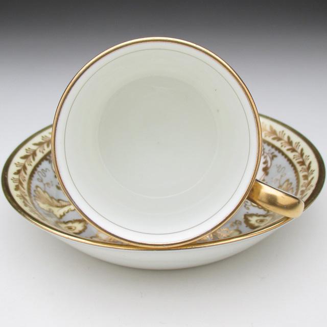 コウルドン グレー地金彩花絵 カップ＆ソーサー アンティーク 1920年