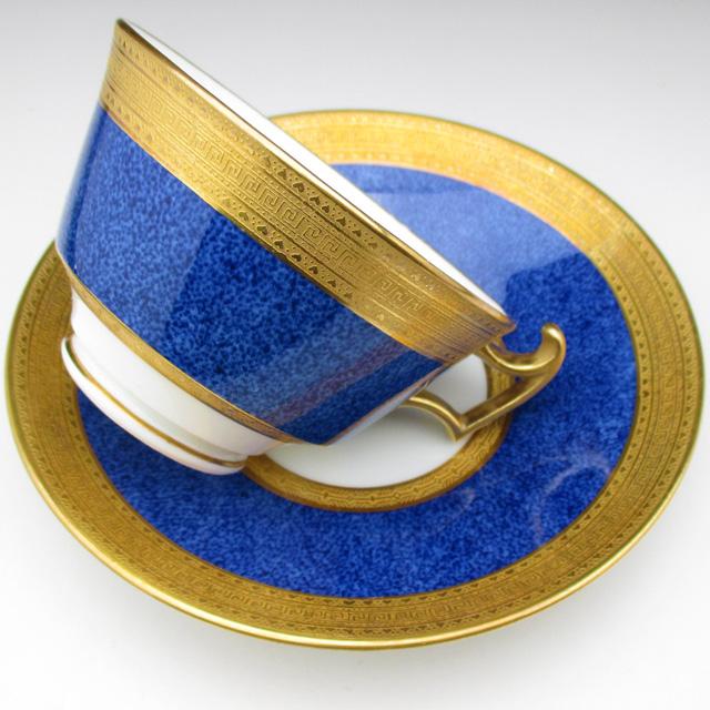 コウルドン 金彩ブルー カップ＆ソーサー アンティーク 1905年 (b