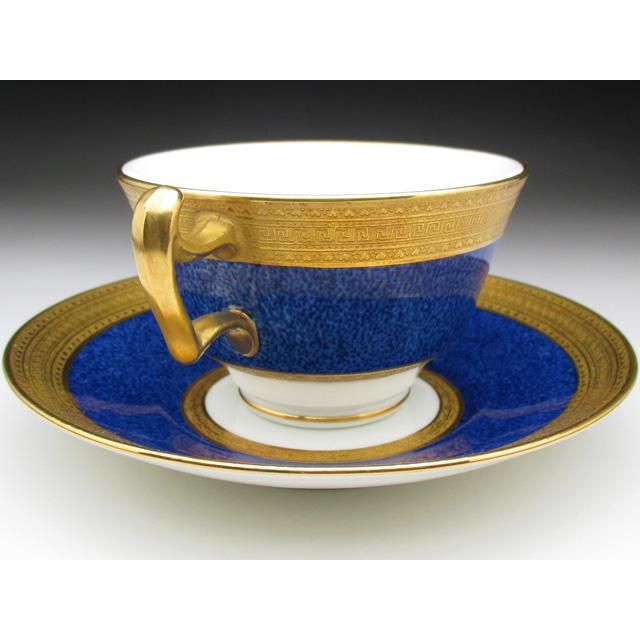 コウルドン 金彩ブルー カップ＆ソーサー アンティーク 1905年 (c)