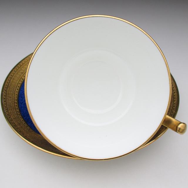 コウルドン 金彩ブルー カップ＆ソーサー アンティーク 1905年 (d