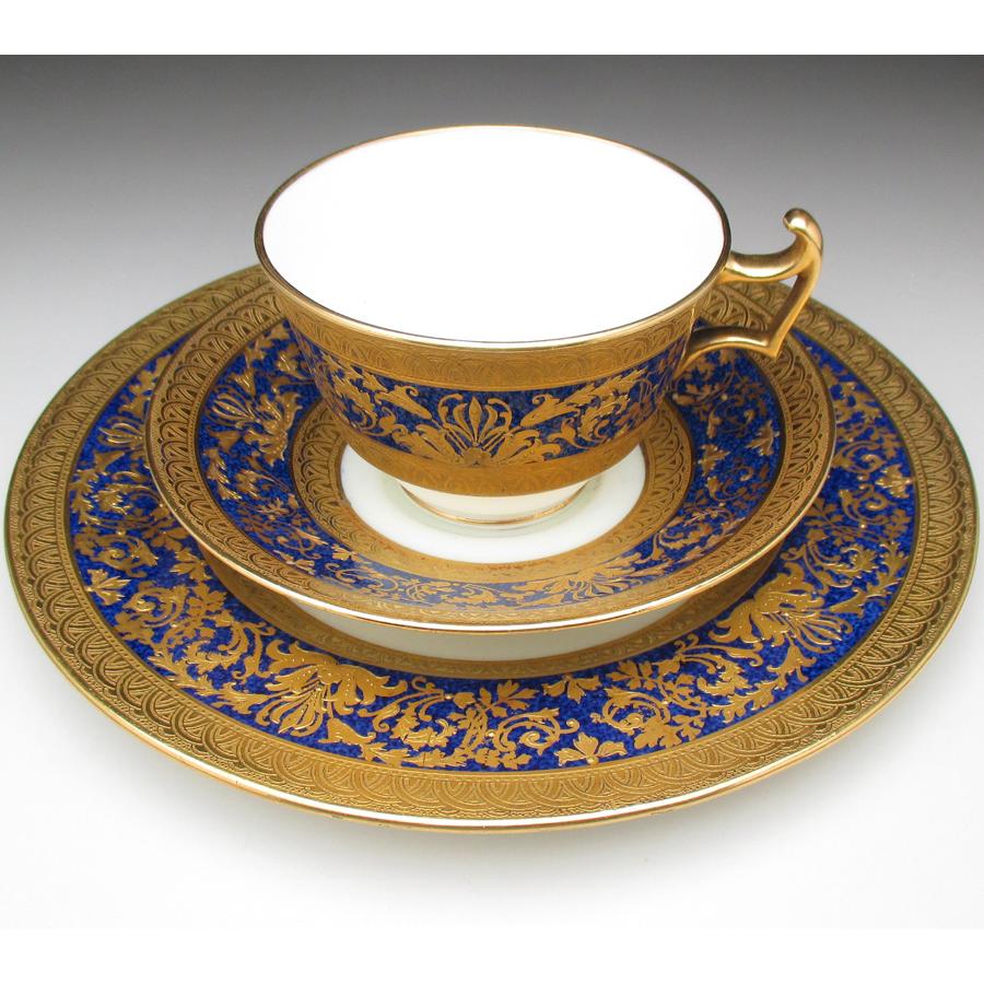 コウルドン 金彩百合唐草文 カップ＆ソーサー＆プレート アンティーク