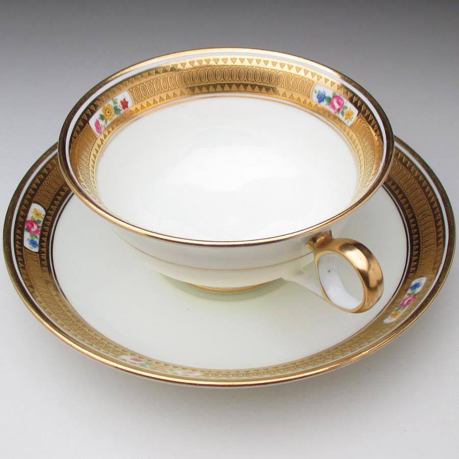 コウルドン 金彩花文 カップ＆ソーサー アンティーク 1905年 (d