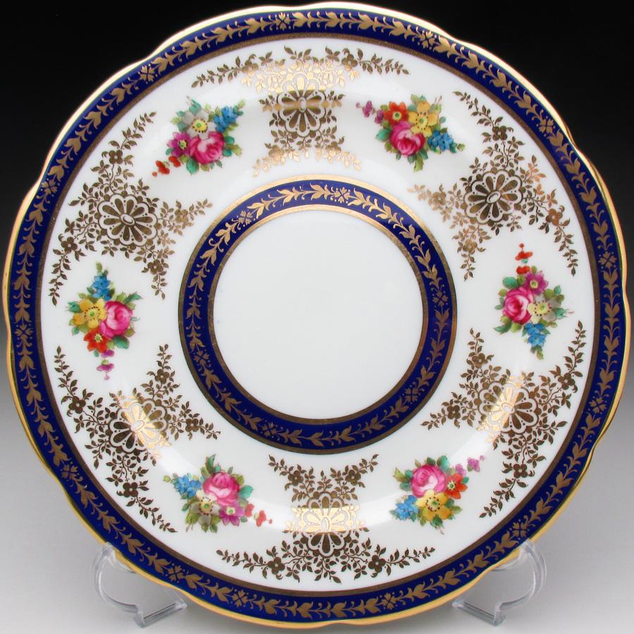 コウルドン 藍縁金彩花絵 トリオ カップ＆ソーサー＆プレート