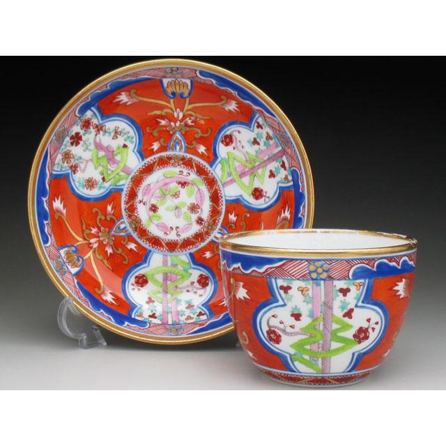 スポード 赤地伊万里文 カップ＆ソーサー アンティーク 1810年頃