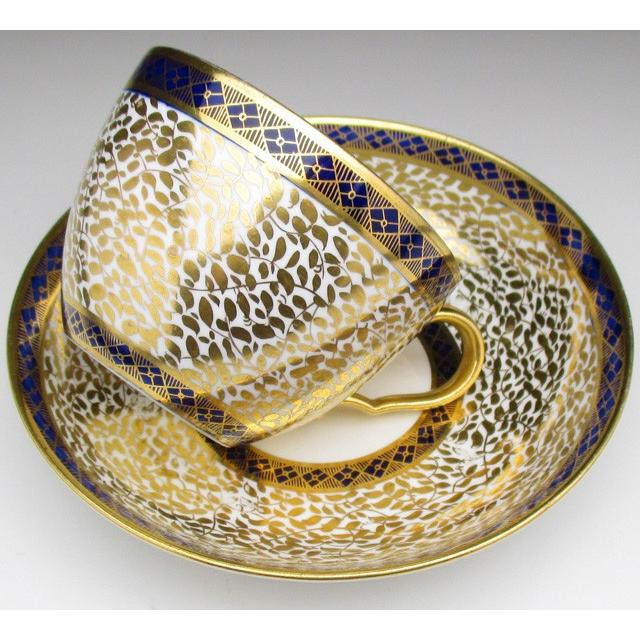 スポード 藍縁金彩生命の木文 カップ＆ソーサー アンティーク 1800年代 