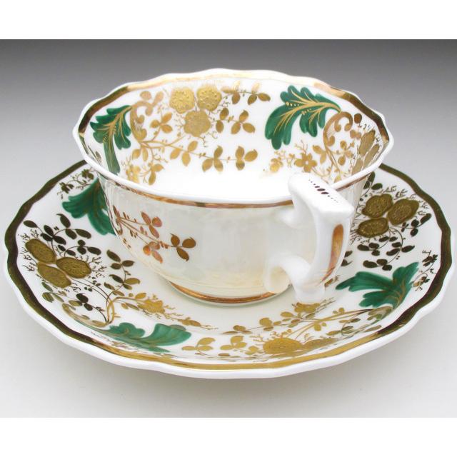 スポード レリーフ金彩草花文 カップ＆ソーサー アンティーク 19世紀