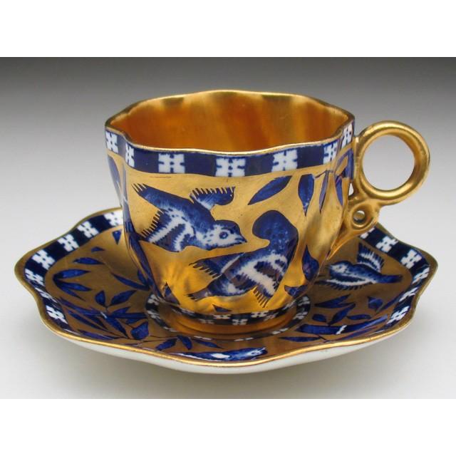WEDGWOOD コールポート 金彩竹雀絵 カップ&ソーサー WEDGWOOD コールポート 金彩竹雀絵 カップ&ソーサー