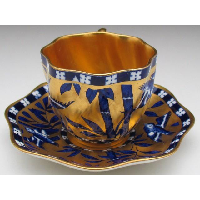 WEDGWOOD コールポート 金彩竹雀絵 カップ&ソーサー WEDGWOOD コールポート 金彩竹雀絵 カップ&ソーサー