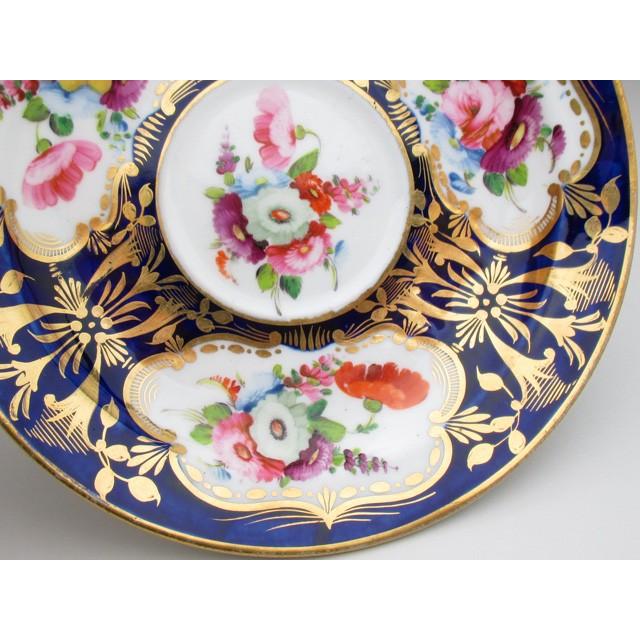 コールポート藍地金彩花束絵 カップ＆ソーサー アンティーク 19世紀