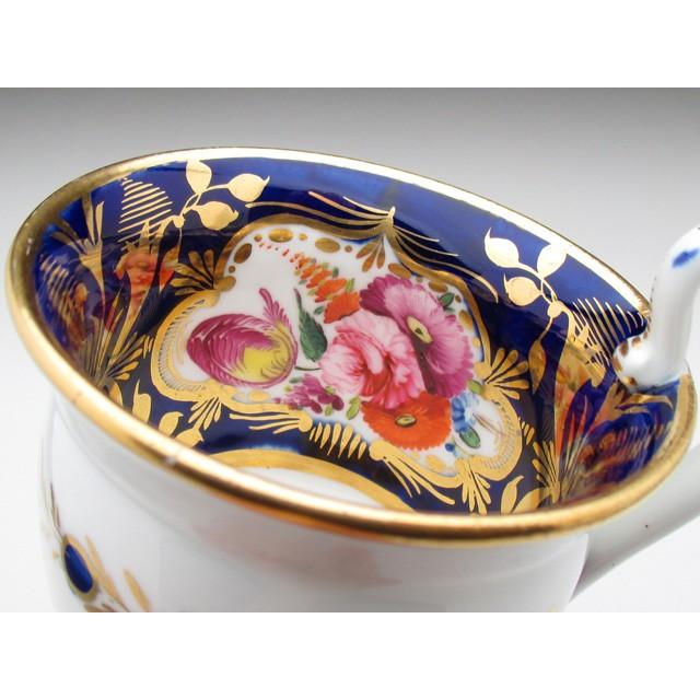 コールポート藍地金彩花束絵 カップ＆ソーサー アンティーク 19世紀 