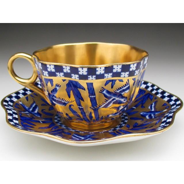 コールポート 金彩竹雀絵 花瓶 アンティーク 1880年