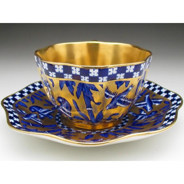 WEDGWOOD コールポート 金彩竹雀絵 カップ＆ソーサー アンティーク 