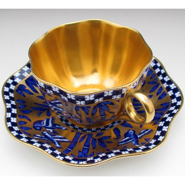 コールポート 金彩竹雀絵 花瓶 アンティーク 1880年