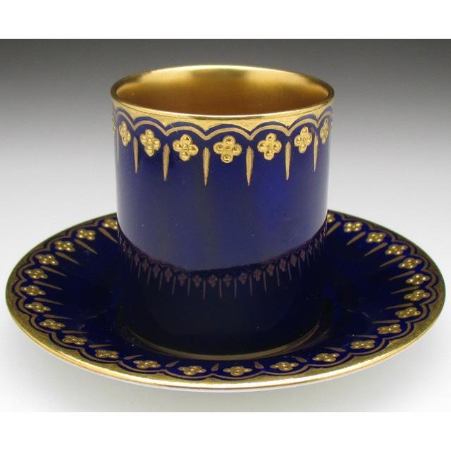 コールポート 藍地金盛り文 カップ＆ソーサー アンティーク 1891年 (b 