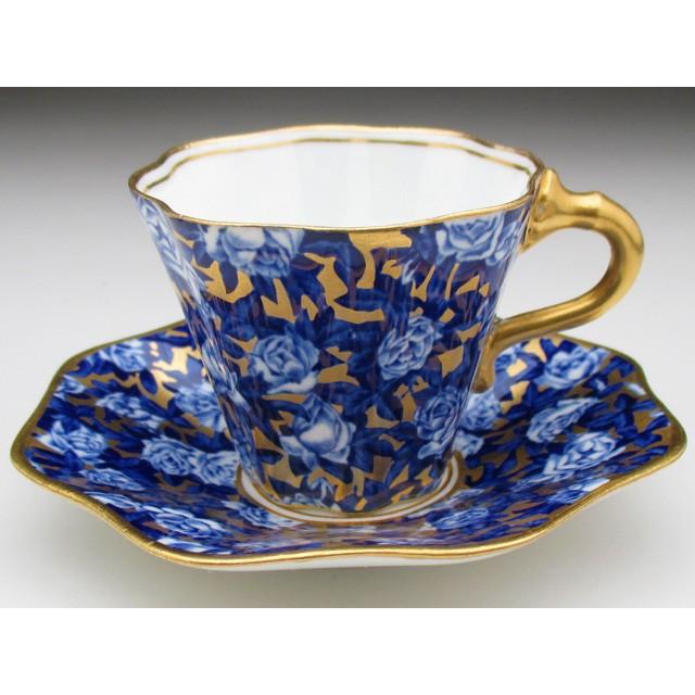 コールポート 金彩薔薇絵 カップ＆ソーサー キャビネット アンティーク 