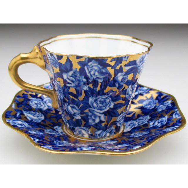 WEDGWOOD コールポート 金彩薔薇絵 カップ＆ソーサー キャビネット 