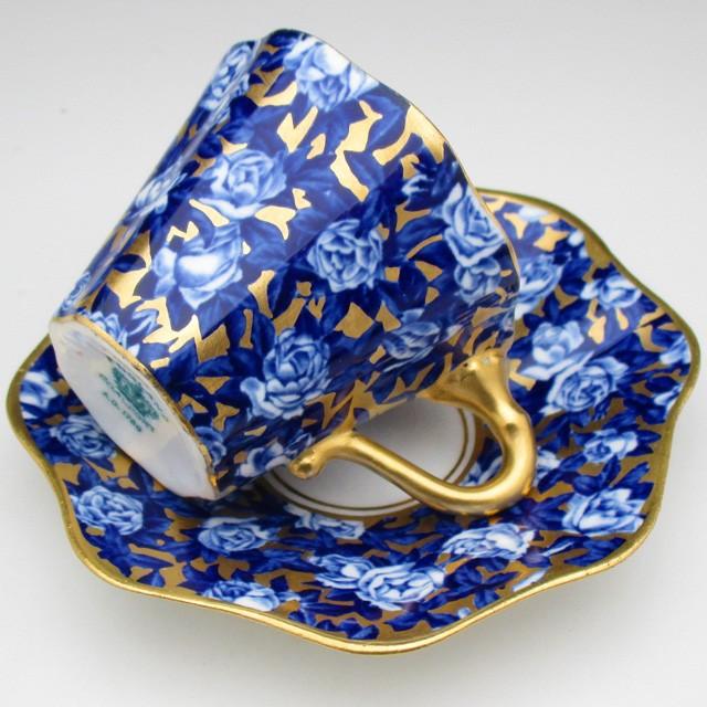 コールポート 金彩薔薇絵 カップ＆ソーサー キャビネット アンティーク 