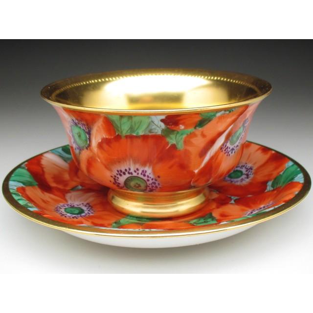ドレスデン ラム工房 金彩芥子絵 カップ＆ソーサー アンティーク 1900