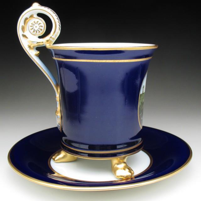 フッチェンロイター コバルト金彩人物風景絵 カップ&ソーサー フッチェンロイター コバルト金彩人物風景絵 カップ&ソーサー