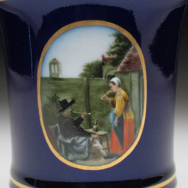 フッチェンロイター コバルト金彩人物風景絵 カップ＆ソーサー