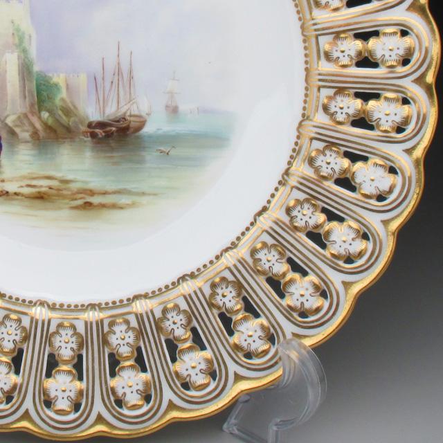 MINTON ミントン 金彩港古城風景絵 プレート 23cm 19世紀 MINTON ミントン 金彩港古城風景絵 プレート 23cm 19世紀