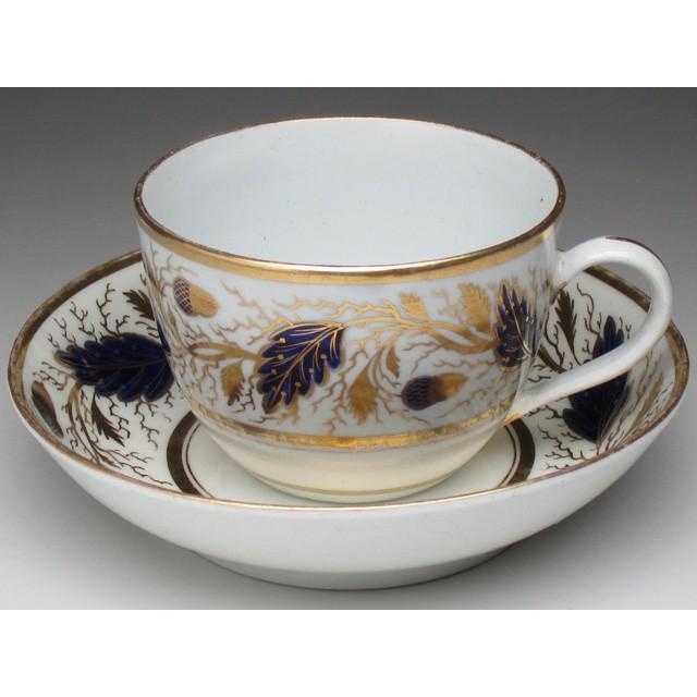 ニューホール 金彩団栗文 カップ＆ソーサー アンティーク 19世紀初め  