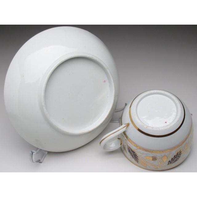 ニューホール 金彩団栗文 カップ＆ソーサー アンティーク 19世紀初め  